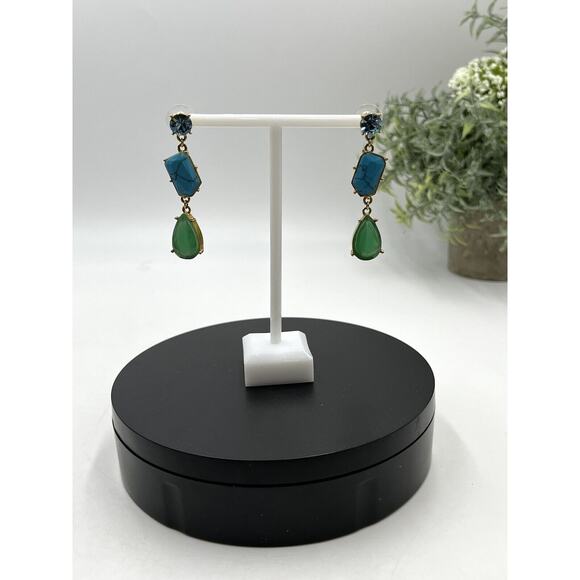 Kate Spade Turquoise Blues Green Linear Fiesta Crystal Dangle Drop Earring - Picture 3 of 16